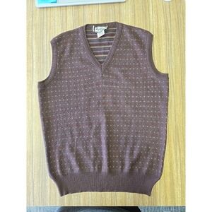 Allyn‎ St. George Wool Blend Vest Mens Medium Brown Knit Sleeveless Sweater